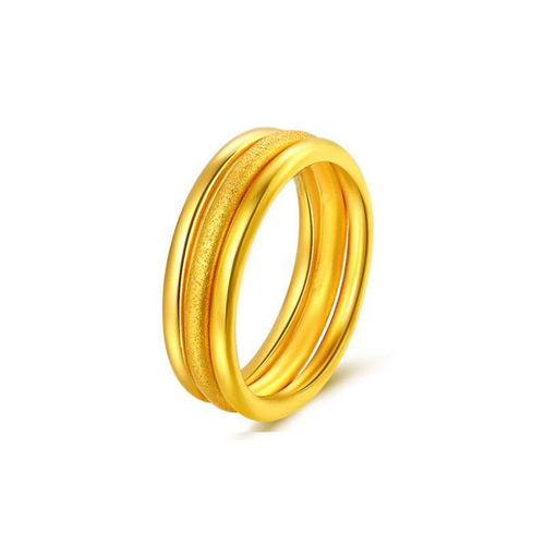 Hottest Trend Red, Gold, and Silver Three-Generation Sand Gold Ring for Women, Three-in-One Polished Simple Band Ring, Couple's Matching Rings, Index Finger, Wholesale