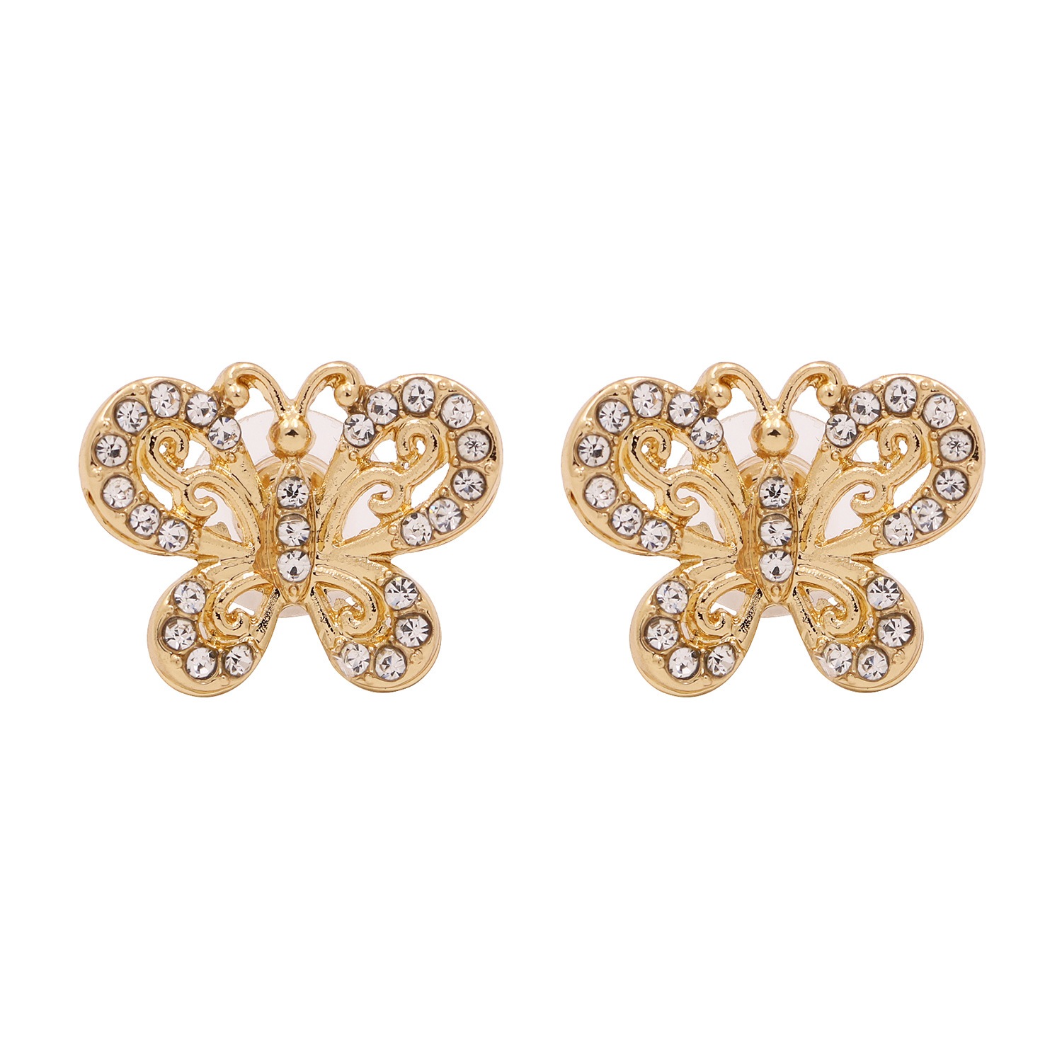 Korea New Hollow Inlaid Rhinestone Butterfly Temperament Earrings Super Fairy Wholesale Nihaojewelry display picture 5