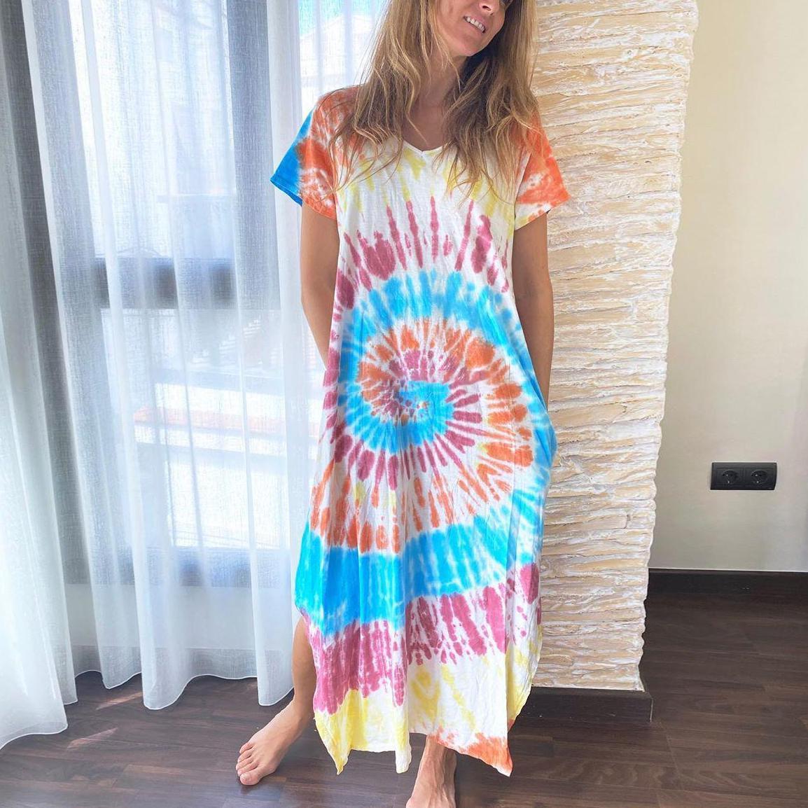 Spring / summer 2020 new cross border print dress Amazon stand alone hot loose multicolor dress