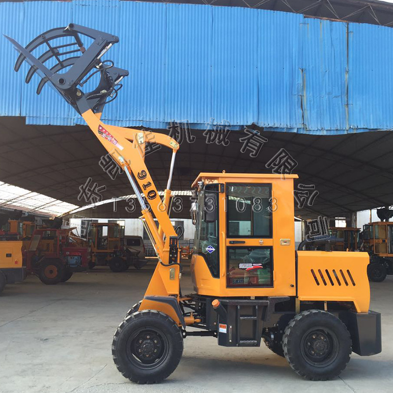 小型单杠四驱抓木机 910型液压抓草机 搅拌机上料铲车 四驱铲车