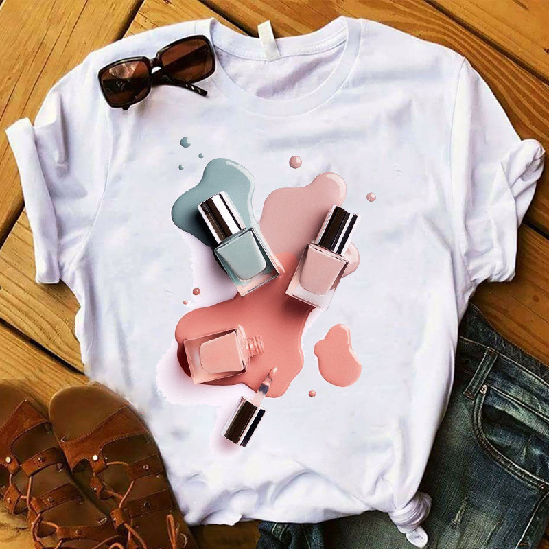 2021 Short-sleeved Women's T-shirt Women's Loose Nail Polish Printing plus size Women's Cross-border 2021 Short-sleeved Women's T-shirt Women's Loose Nail Polish Printing plus size Women's Cross-border