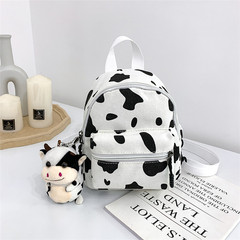 Harajuku style schoolbag female ins super popular cow pattern cute girl canvas bag Korean version soft girl children's backpack bag