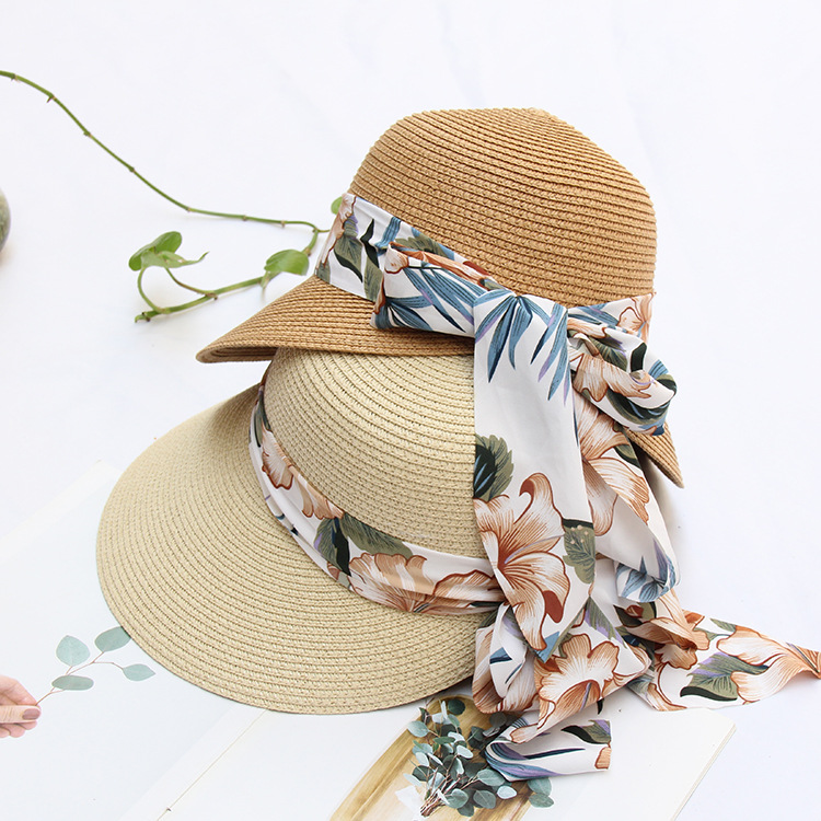 Women's Vacation Solid Color Bowknot Straw Hat display picture 1