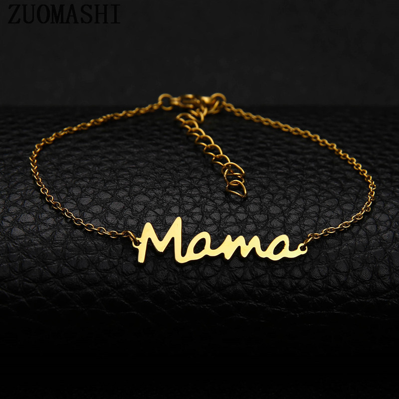 Mama Lettre Acier Au Titane Placage Bracelets display picture 1
