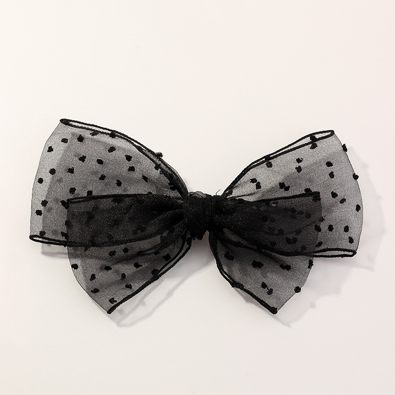 New Style Multicolor Spotted Mesh Ribbon Hairpin Bow All-match Style Hairpin Top Clip Wholesale display picture 13