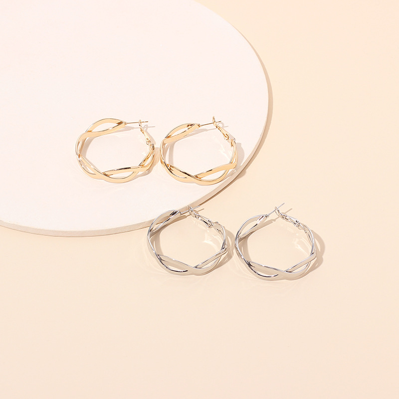 14g Weight Earrings Classification Wedding, Birthday Occasion Geometric Pattern Women'S Gender Gold, Silver Color New Ladies Geometric Big Circle Earrings Wholesale Nihaojewelry 1
