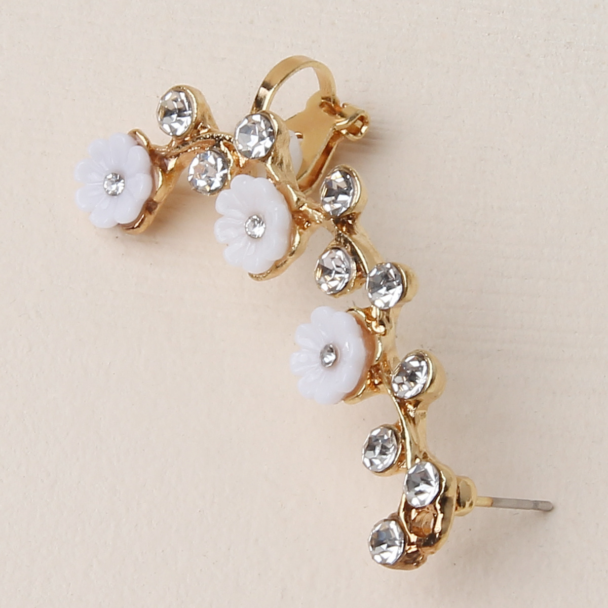 Sweet Flower Alloy Inlay Rhinestones Women's Ear Clips display picture 6