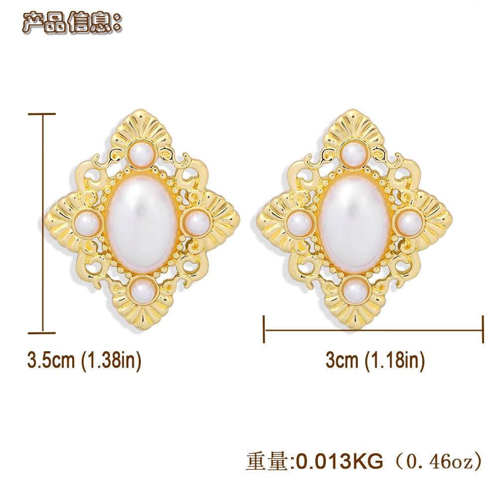 French Palace Retro Style Diamond Pearl Simple And Versatile Earrings Wholesale display picture 1