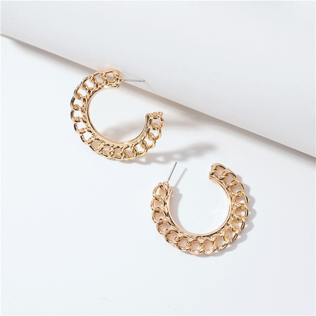 Retro C Shape Plating Alloy No Inlaid Earrings display picture 3