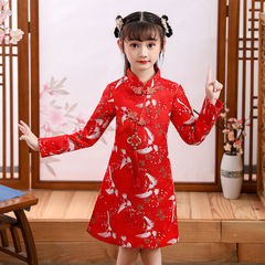 Children's Embroidered Ancient Chinese Hanfu Cheongsam Dress Girl Autumn Dress Dress Chinese Style Little Girl Dress New Children's Dress