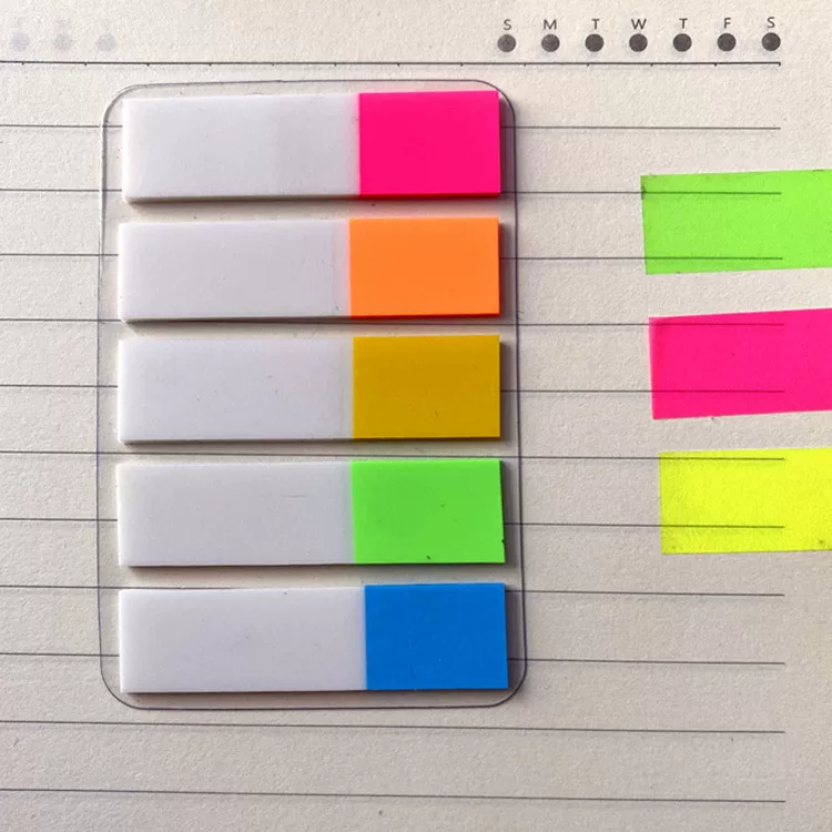 Fluorescence transparent note, sticker, 5 pieces, classification