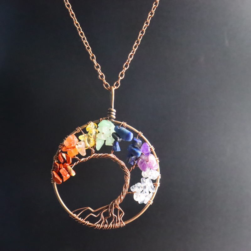 Fashion Tree Heart Shape Natural Stone Copper Plating Pendant Necklace 1 Piece display picture 4