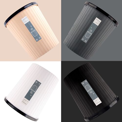 Creative Simple Trash Can Household Uncovered Ring Paper Basket Large Kitchen Bathroom Living Room Striped Waste Bin