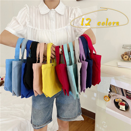 Z01 lunch bag small cloth bag solid color canvas bag lunch box bag cosmetic bag clutch bag storage women's wholesale small bag