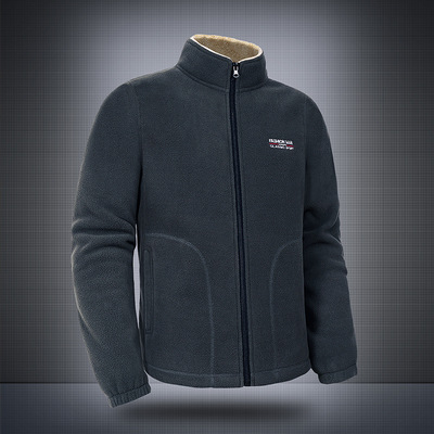 Fleece Sherpa Amazon Middle and old age Straight hem winter Stand collar leisure time zipper Jacket Cross border