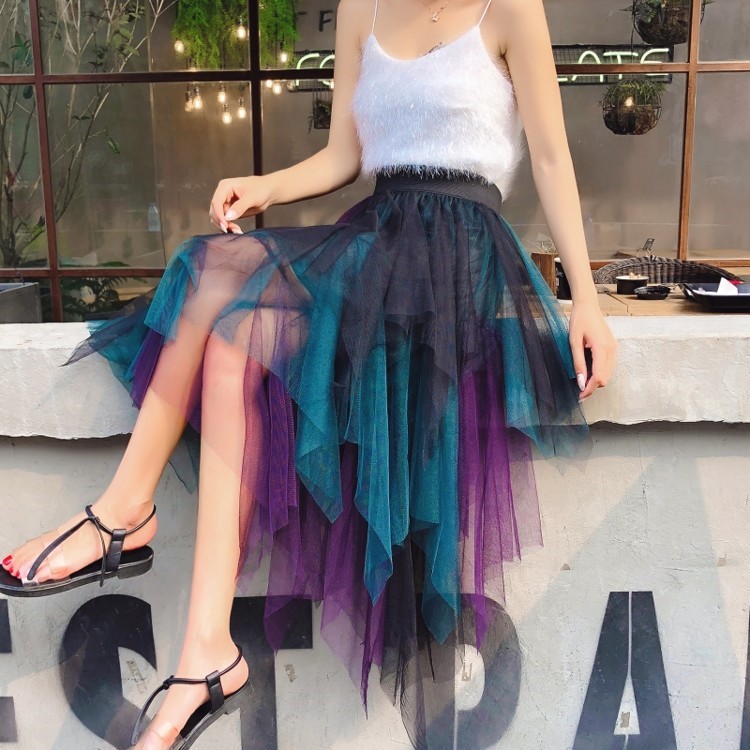 Regular Fit Fit Type Summer Spring Autumn Fashion Tie Dye Polyester Knee-length Skirts
