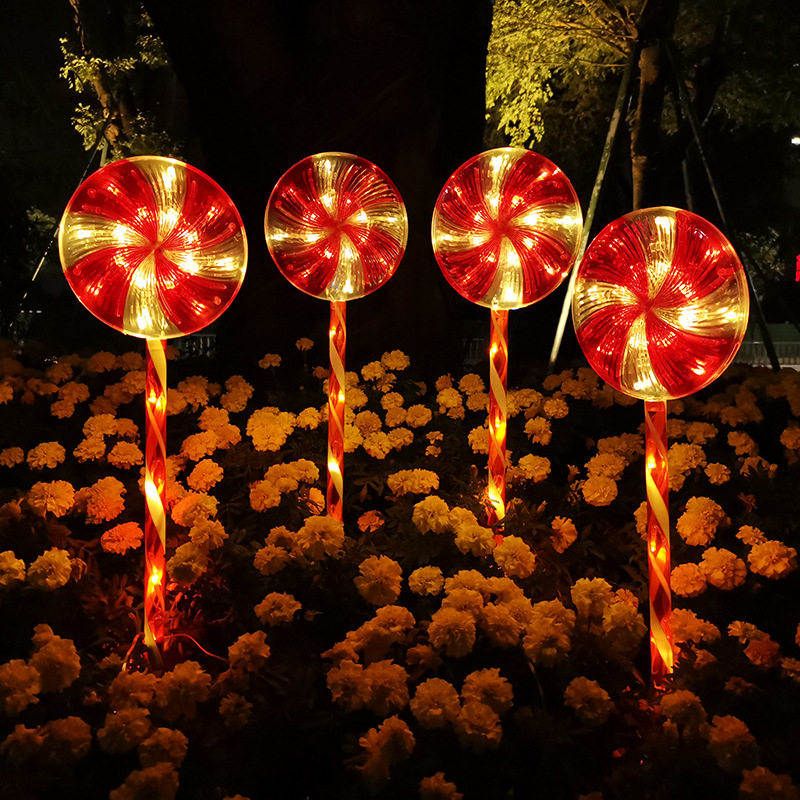 solar energy Lollipop outdoors waterproof LED Christmas candy festival decorate Lawn