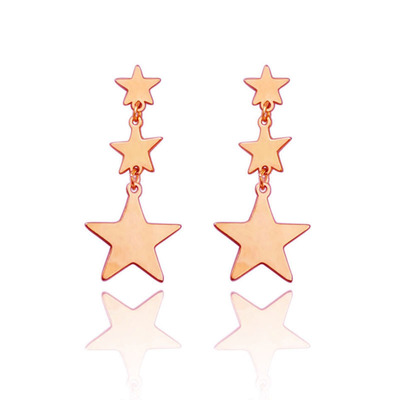 韩国S925银针个性五角星耳环  气质简约星星耳环长款耳饰耳钉耳坠