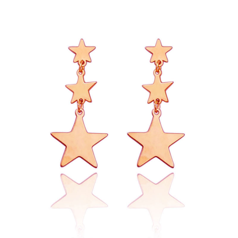 韩国S925银针个性五角星耳环 气质简约星星耳环长款耳饰耳钉耳坠