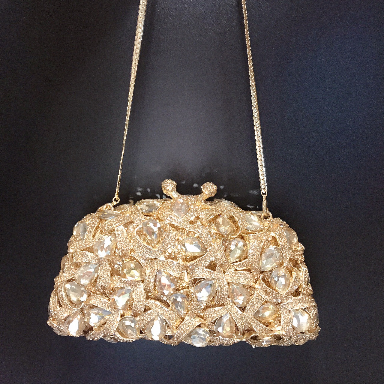 Túi clutch dạ hội đính kim cương pha lê kiểu Âu Mỹ — Nền vàng kim cương trắng, Đế Vàng Kim Cương, Nền bạc kim cương trắng, Đáy Bạc AB ảo thuật kim cương chi tiết 5