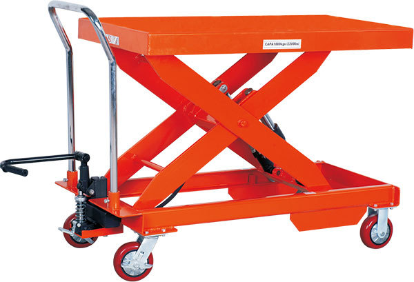 供应手动液压升降车-承重1吨升高1米手动液压升降台PT1000