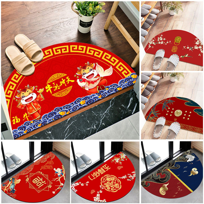 New Chinese style Semicircle Mat Cushion Doorway bedroom Shower Room TOILET Doorway Mat water uptake non-slip door mat