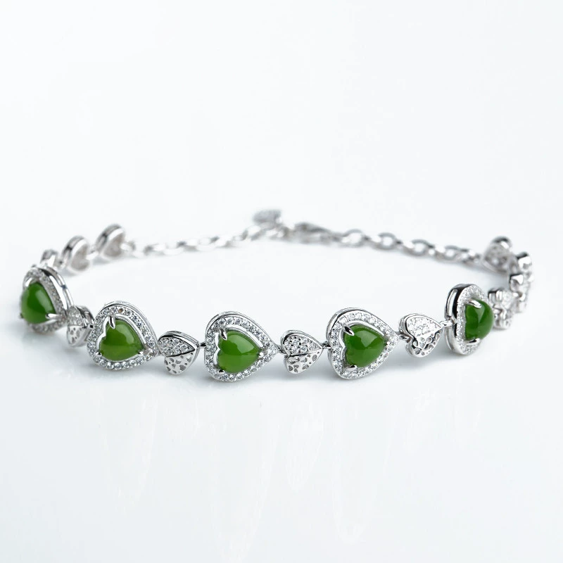 Jasper jade, bracelet, chain, silver 925 sample, Birthday gift