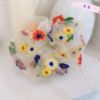Brand retro hair rope, hair accessory, with embroidery, flowered