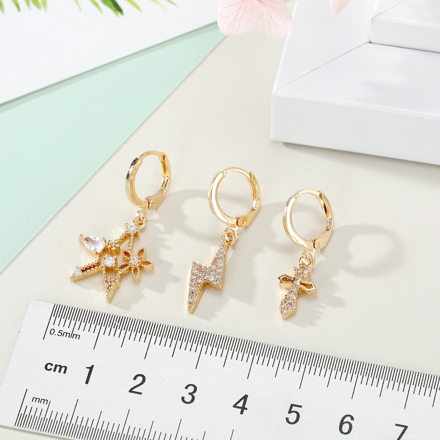 Artificial Gemstones Inlay Material Retro Fashion Ethnic Style Copper Artificial Gemstones Earrings