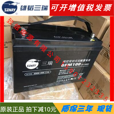 SENRY三瑞免维护蓄电池6FM100H-X通信设备UPS电源12v100ah电瓶