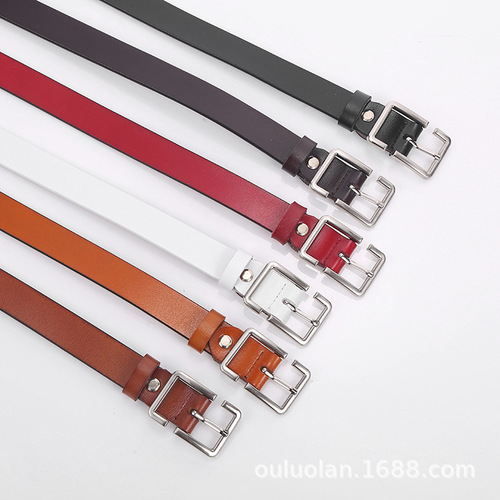 Retro cowhide thin belt women's side buckle fashion casual decorative student pants belt hip hop belt women manufacturer