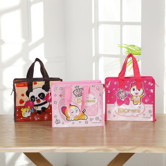 Amazon cross-border manufacturer new cartoon non-woven hand-held shopping bag color coated student school bag gift bag
