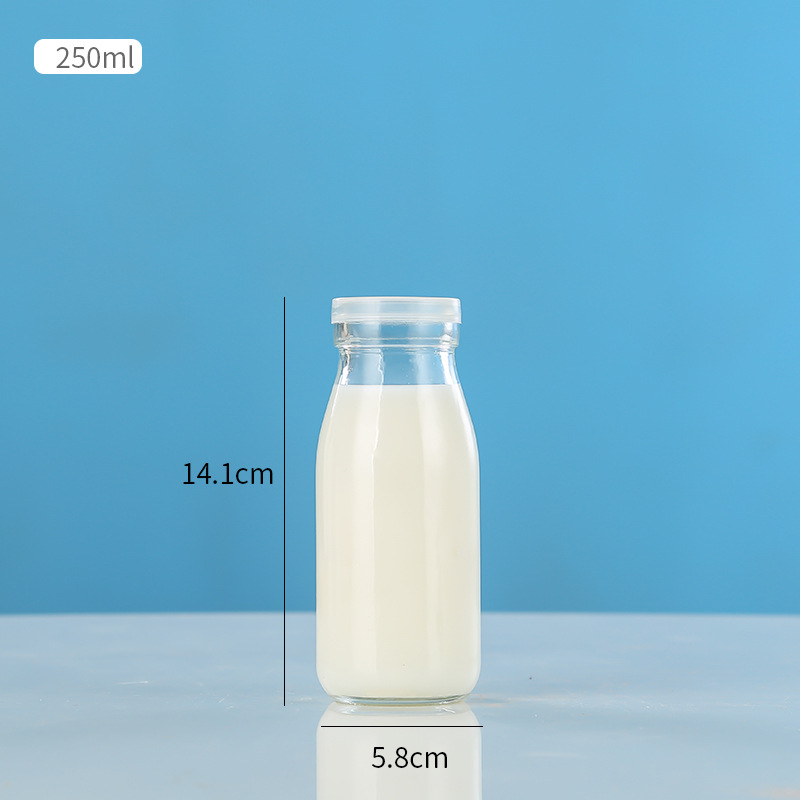 Botella de yogur viejo 500ml de vidrio resistente a altas temperaturas botella de leche fresca con tapa bar de leche pudín botella de leche resistente al calor 200ml