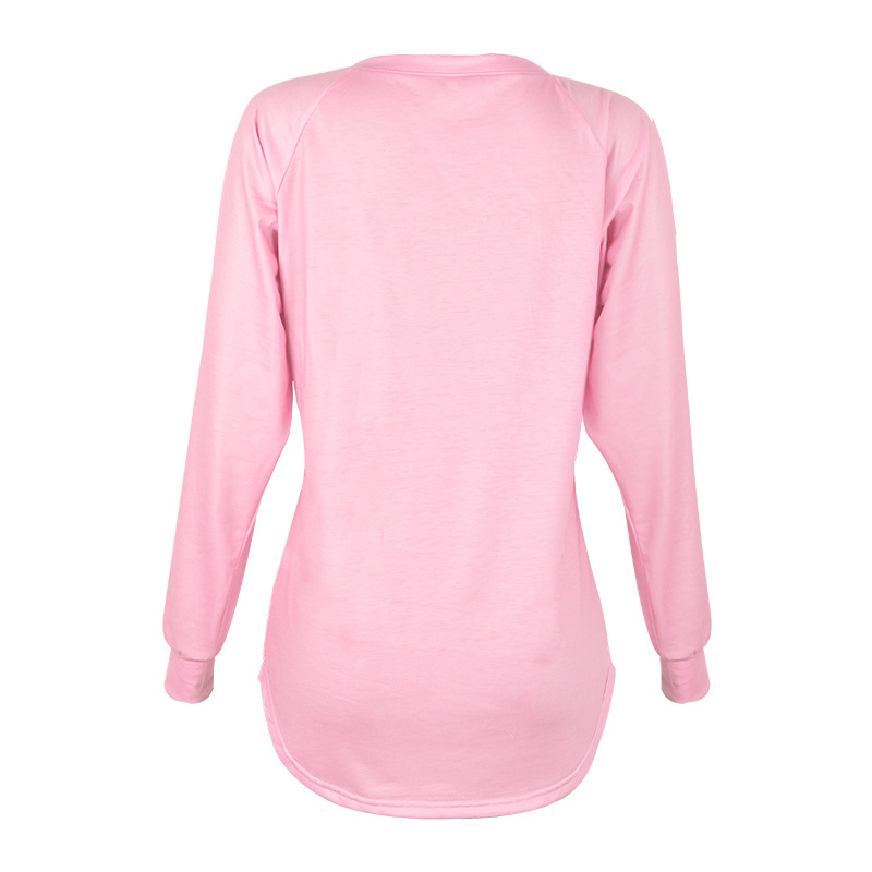 letter printing long-sleeved round neck top NSZH33143