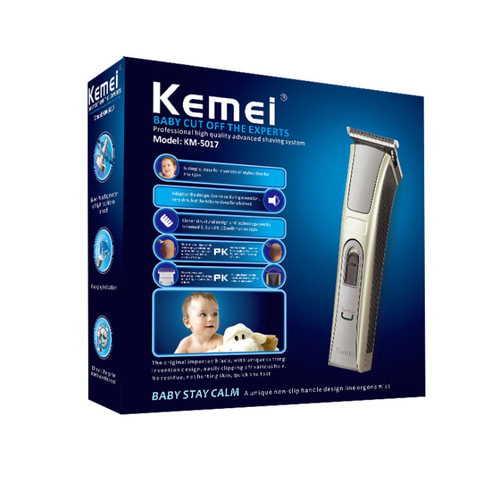 Kemei KM-5017 electric hair clipper non-slip handle carbon steel blade silver target high speed motor electric hair clipper cross-border