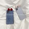 Apple, demi-season cute phone case with bow, cloth, hair accessory