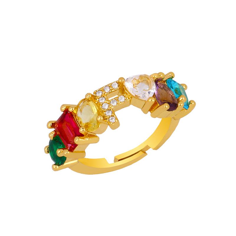 12g Weight 18K Gold Plated Plating Material Artificial Gemstones Inlay Material Birthday Occasion Copper Material Letter Pattern Women'S Gender Plating Design Fashion Style Fashion Letter Copper 18k Gold Plated Artificial Gemstones In Bulk 7