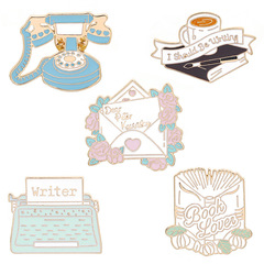 Wish Western-style brooch Funny floral memo book Telegraph machine fun Student versatile cartoon badge