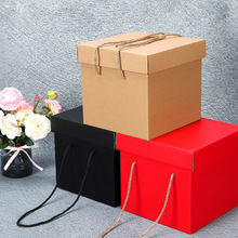 正方形礼盒空投箱食品生日包装盒天地盖结婚喜糖盒手提批发、