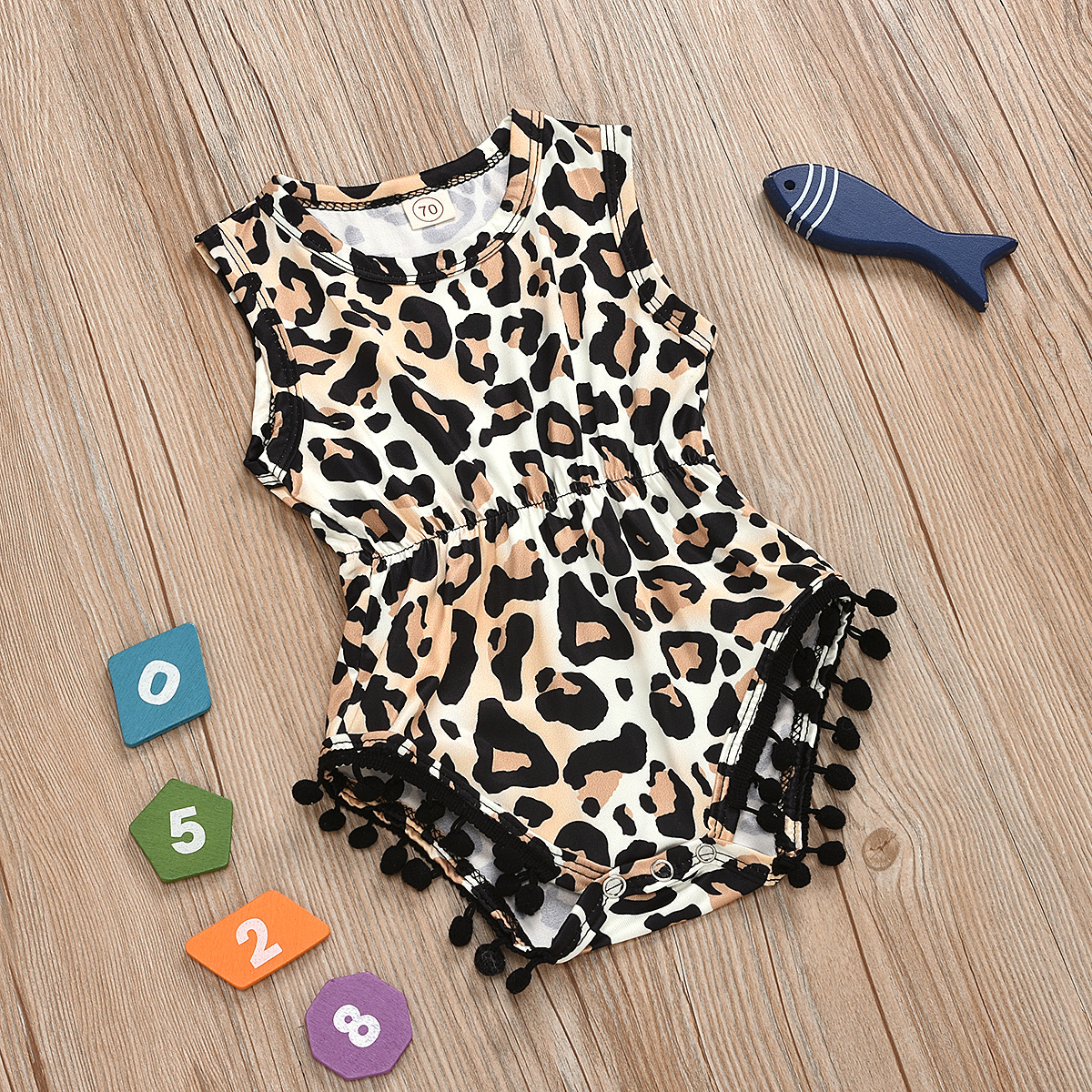 2020 Außenhandel Hot Sale Europäische Und Amerikanische Mädchen Leoparden Muster Pullover Slips Straffung Kleidung Kinder Kleidung Ärmellose Einteilige Kleidung display picture 2