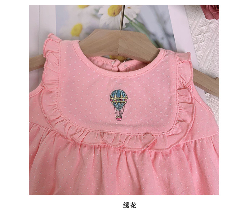 Summer New 0-2 Year Old Baby Girl Baby Korean Fashion Sweet Cute Pink White Dot Vest Robe Wholesale Nihaojewelry display picture 3