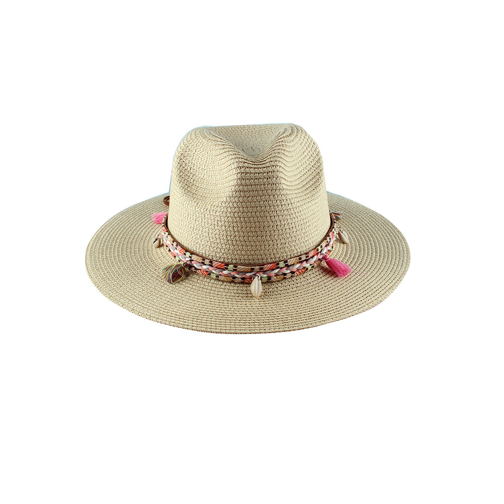Sombrero de paja de papel británico de las mujeres europeas y americanas sombrero de sol de verano sombrero de Sol de ala plana sombrero de paja de ala grande sombrero de playa al por mayor