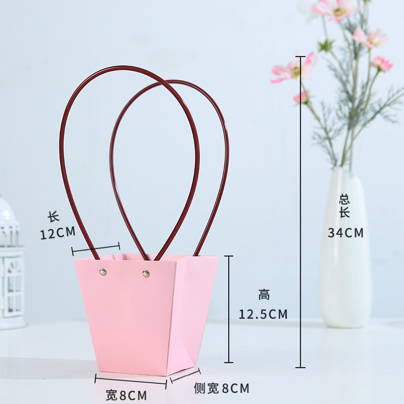 Bolsa de arreglos florales de papel kraft, paquete de ramo, caja de mano al por mayor, floristería, arte floral, material de embalaje de bricolaje, bolsa de mano de flores