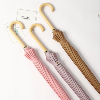 16 Straight Umbrella Retro literature Wooden handle fresh Umbrella business affairs gift advertisement Umbrella customized logo