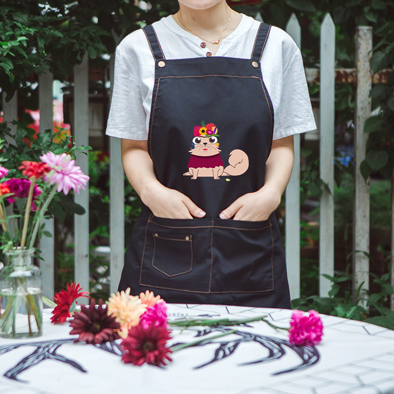 Tienda de flores para mascotas ropa de trabajo delantal cocina moda coreana anti-fouling anti-aceite pareja delantal de cocina logotipo imprimible