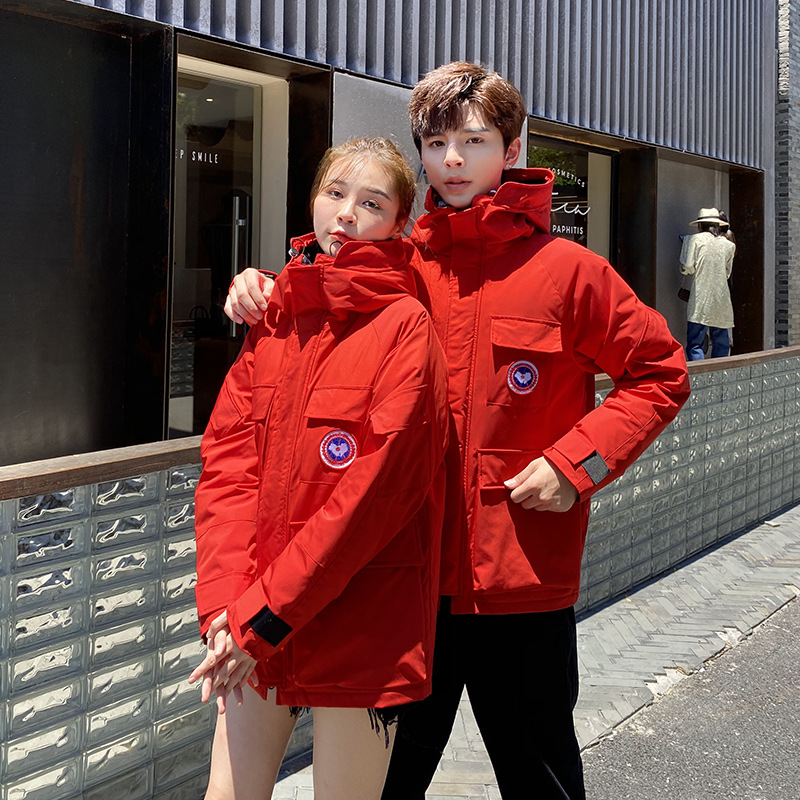 2020冬季新款冬装韩版宽松白鸭绒加厚外套短款工装情侣羽绒服女