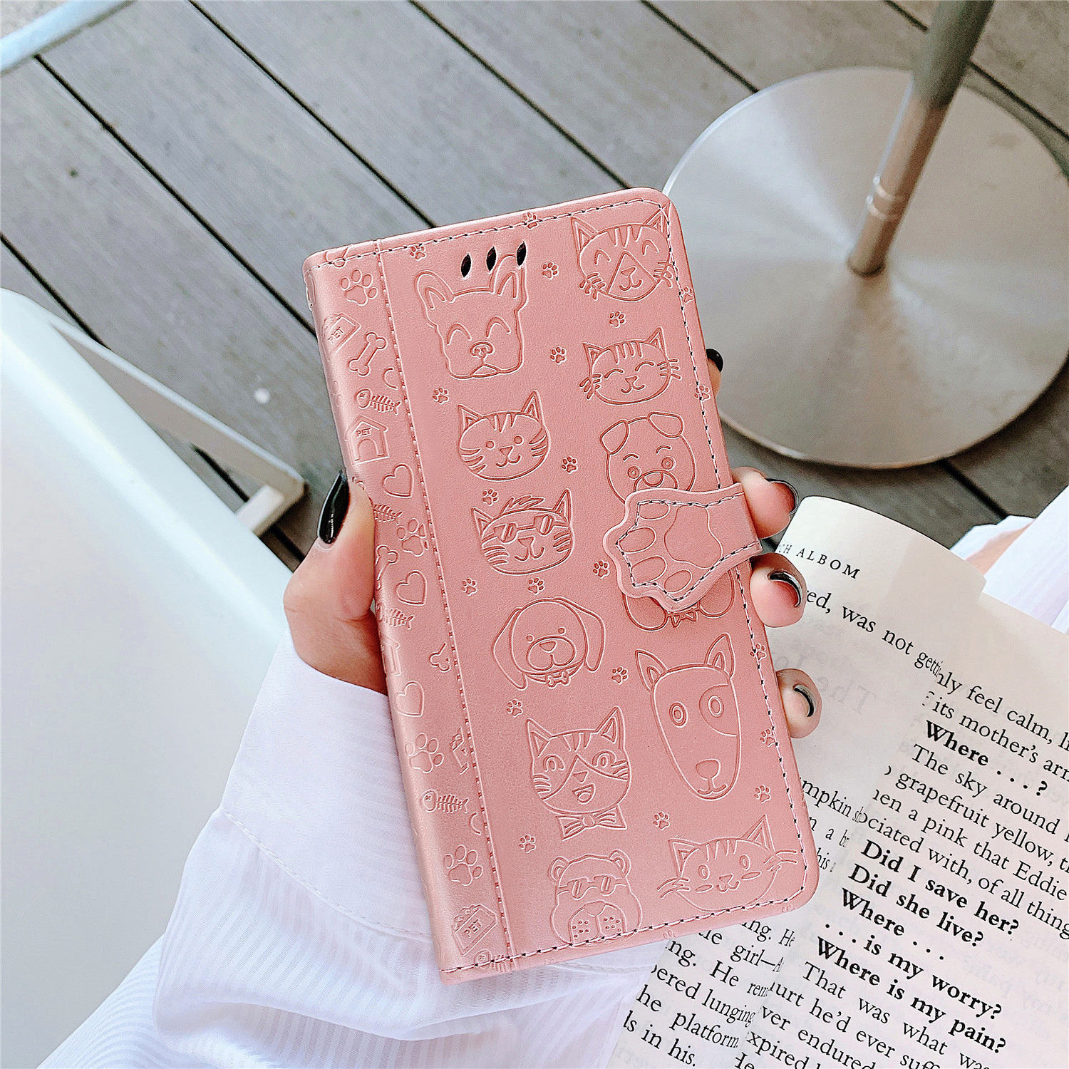 Embossed Leather Phone Case Wallet Card Holder For Iphone_voghion.com