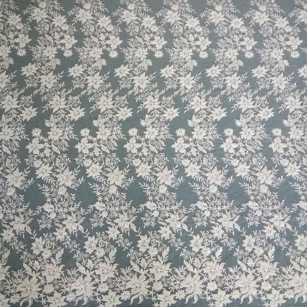 戊酷 高品质婚纱礼服蕾丝面料 钉珠亮片花卉蕾丝珠绣 BD-188