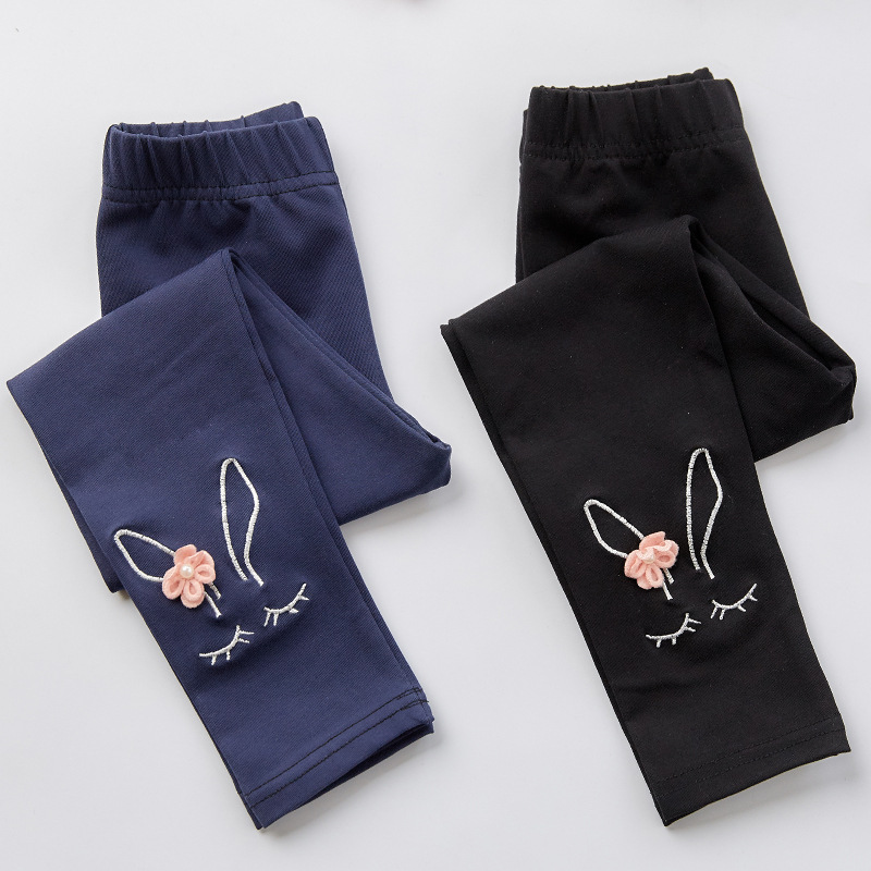 2021 autumn new children's Leggings girls' medium length cartoon cute thin cropped pants cotton baby pants