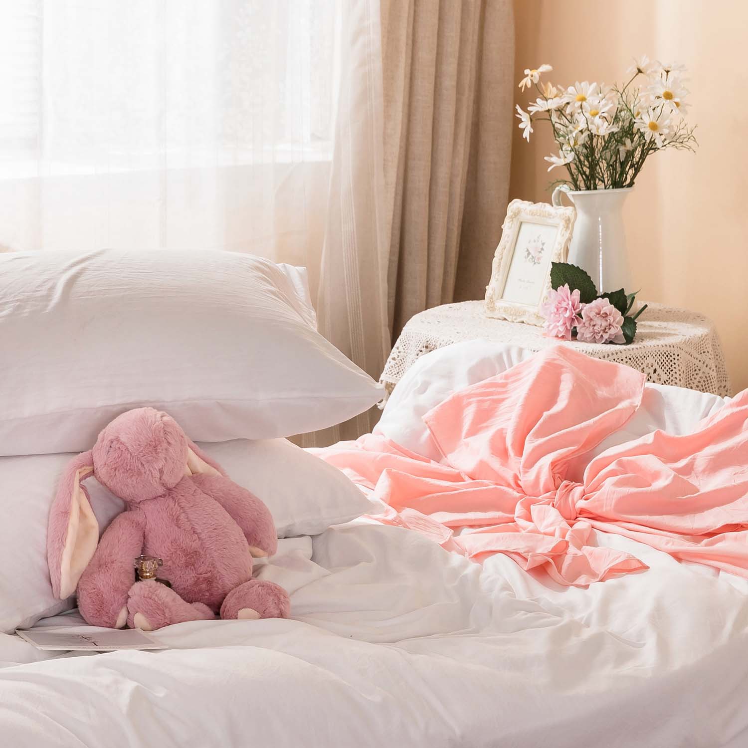 外贸家纺床上用品四件套日本尺寸纯色可爱风床笠套件亚马逊乐天